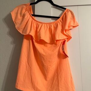NWT Lilly Pulitzer Orange Ruffle Off-Shoulder Top